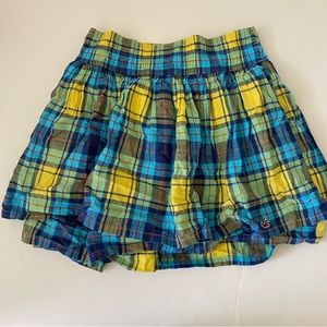 Hollister Blue Yellow Plaid Mini Skirt Size M